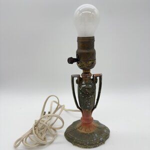 Vintage Art Deco Cast Metal Table Lamp Working Original Paint Figural Base